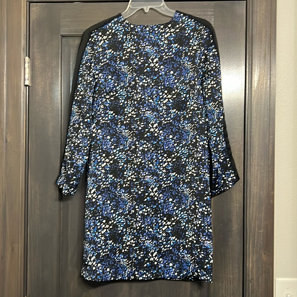 Banana Republic black blue print Long Sleeve Dress‎ size 0